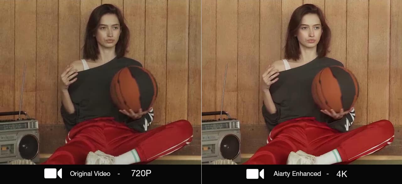 4K upscaled archival footage with restored detail and color balance