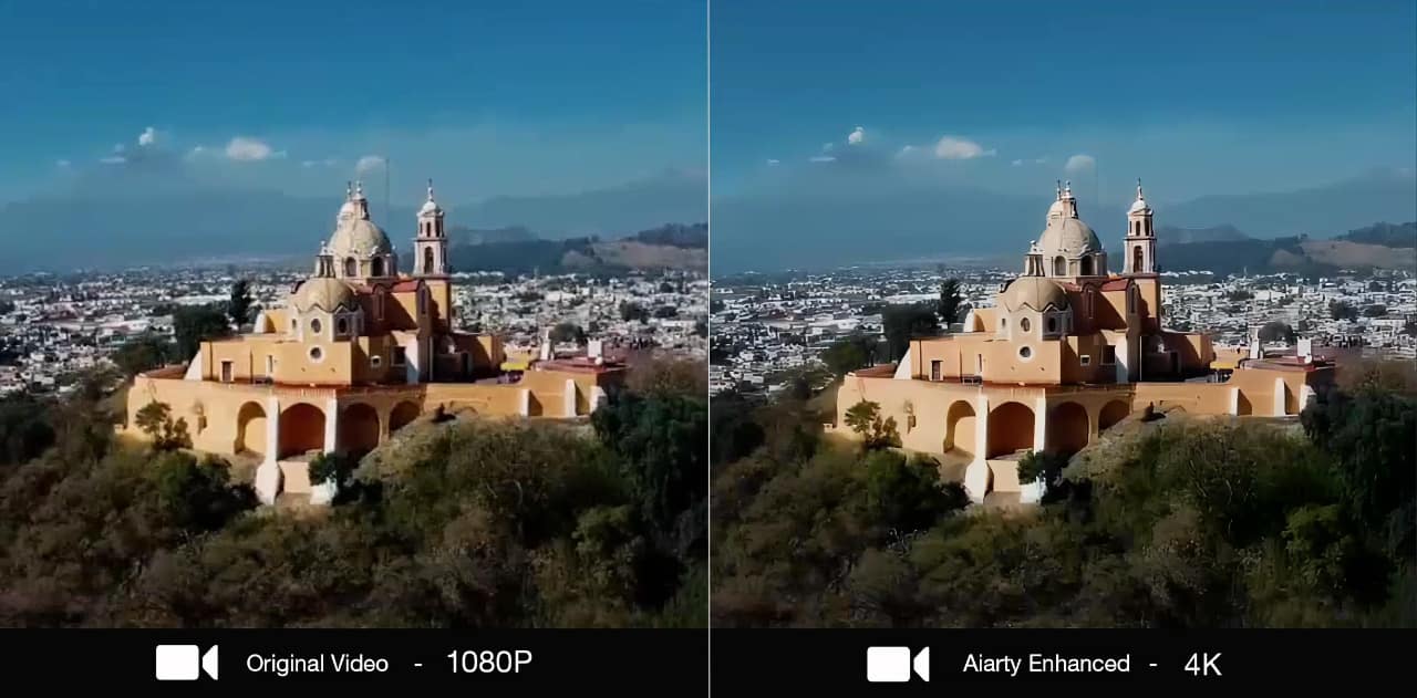 4K enhanced drone footage with reduced compression artifacts