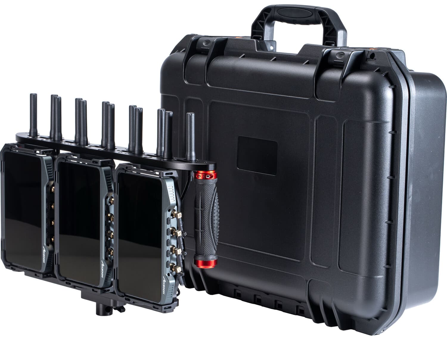 Accsoon CineView M7 Pro Triple-Monitor Kit square plus case