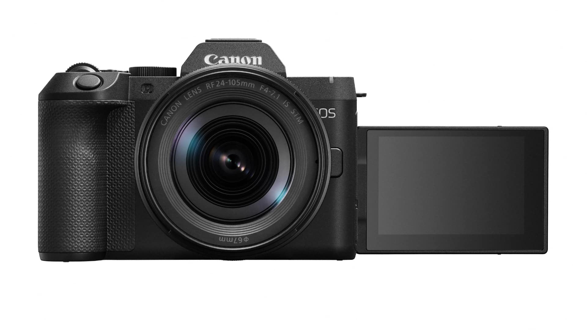 Canon EOS R8 Mark II fitted with the RF 24-105mm F4-7.1 IS STM lens and vari-angle screen open