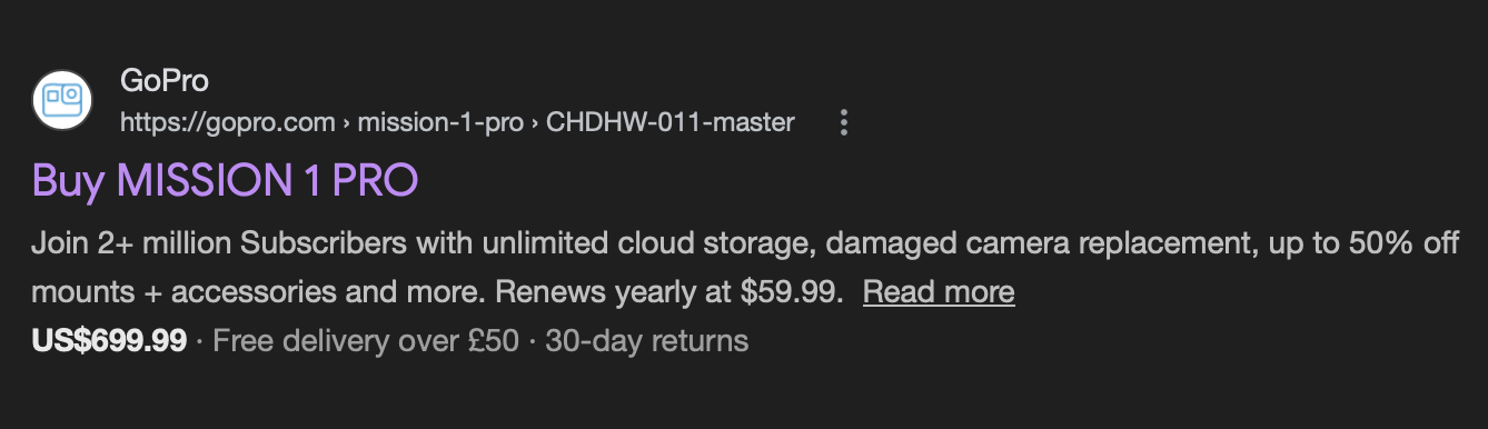 GorPro Mission 1 Pro leaked price