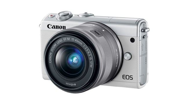 The new EOS M100 comes in black or white Canon