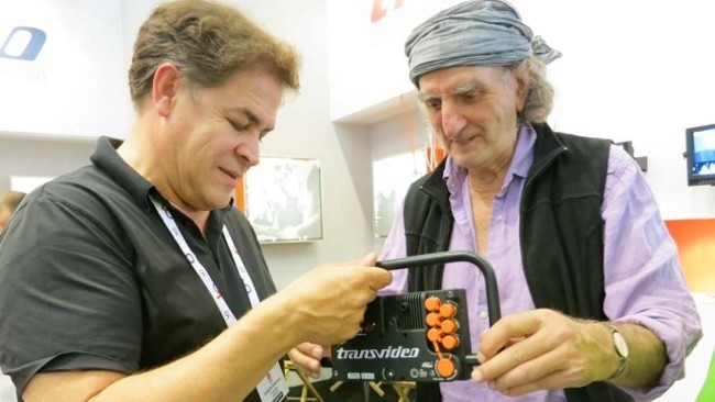At IBC 2012, left: Jacques Delacoux; right: Jean-Pierre Beauviala Film and Digital Times