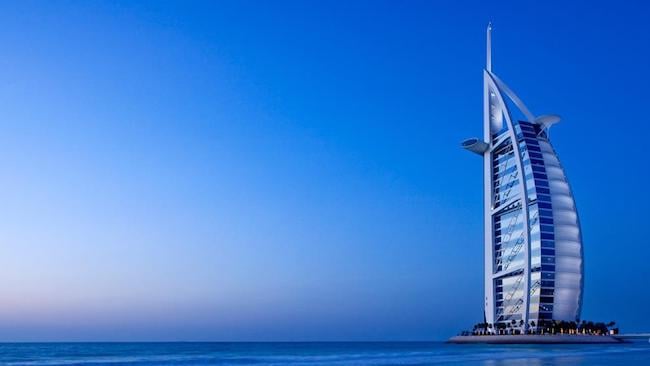 The 7 star Burj Al Arab: One of the most iconic images of Dubai. Tenuous link/pretty picture Burj Al Arab