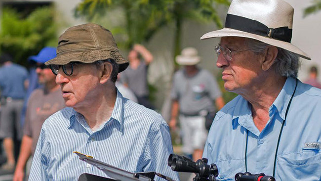 Woody Allen and Vittorio Storaro on the set of Café Society Sony / Amazon Studios