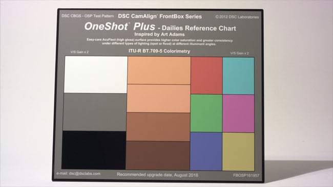 DSC Labs' OneShot chart includes grey reference as well as approximate skin tones, alongside the primaries and secondaries. RedShark News