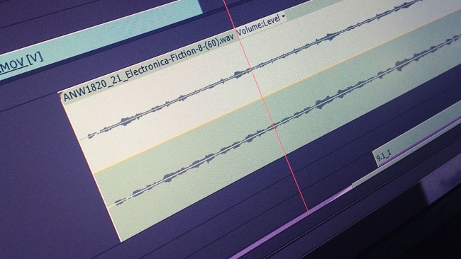 An Audio Network track on the timeline in Premiere. RedShark Sound