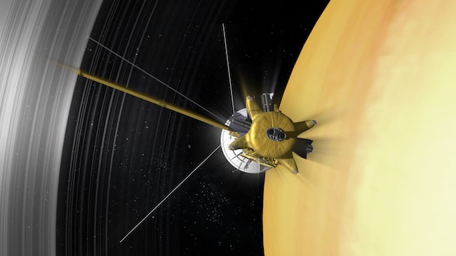 Artist's impression of Cassini flying through Saturn's rings NASA