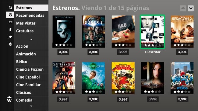 Wuaki Interface (in spanish) Rakuten/Redshark