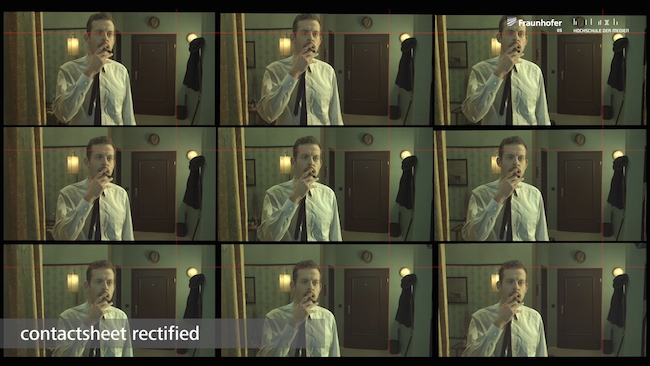 A test short was produced with Fraunhofer's nine-camera array. Here we see the nine unprocessed images