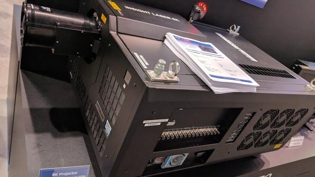 Astro's Insight 8K projector. That's a lot of BNCs on the side, to handle the enormous 8K image on the basis that it may be supplied as 16 HD-resolution regions