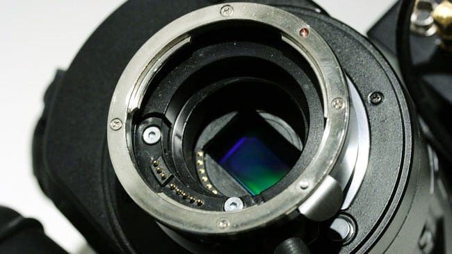 Compare the micro four-thirds mount, inside, with the larger EF mount on this MTF Effect lens controller and adaptor.JPG