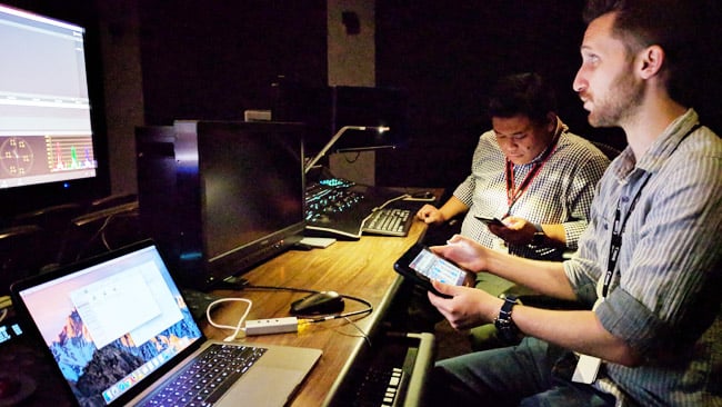 Decisions, decisions. The input during grading, here at Canon's demonstration facility in Burbank, California, is often larger than the objectively-detectable differences between cameras.jpg