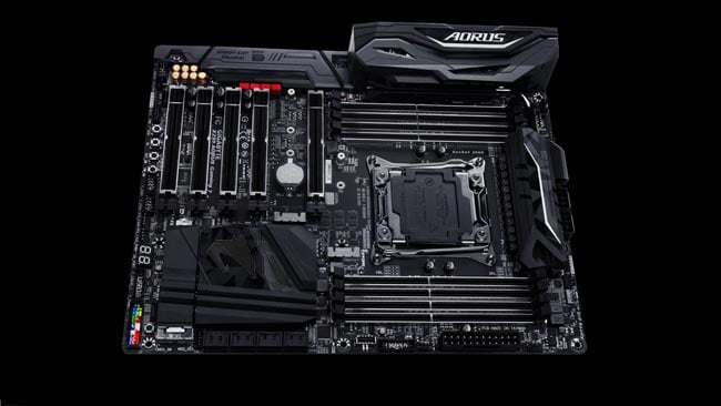 Gigabyte AORUS X299 motherboard. Impressive technology, though essentially it's a big circuit board you plug everything into