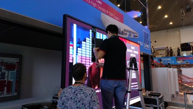 LED video walls are now so ubiquitous they're being used for temporary advertising hoardings at exhibitions. Here being assembled in modules.jpg