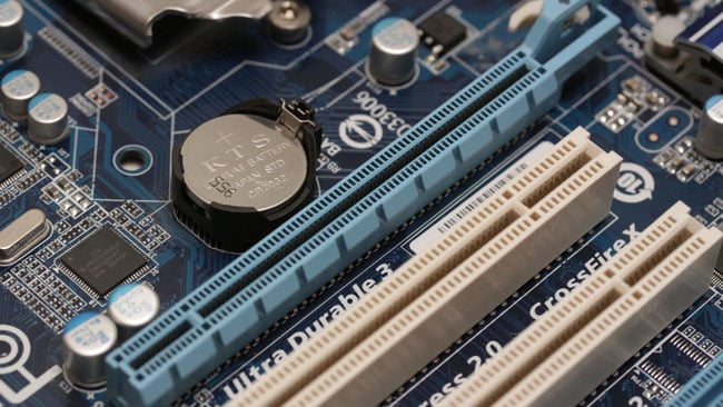 PCI Express (blue) and PCI (white) expansion card slots. Most modern motherboards omit old-style PCI