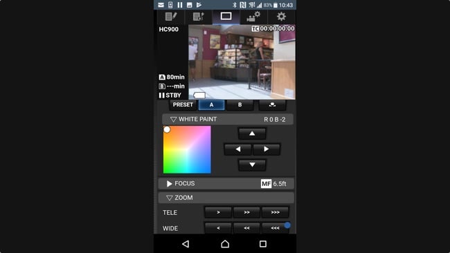 Remote control features on a smartphone. No app is required_ the camera serves this as a web page