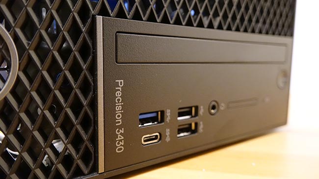 The Precision 3431 provides convenient ports both on the front and on the back of the workstation.jpg