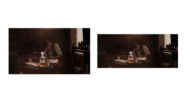 Use of anamorphic 4K. The left hand image was shot on an Ursa Mini with SLR Magic 1.33 to 1 anamorphics. At right, the image as finalised_1