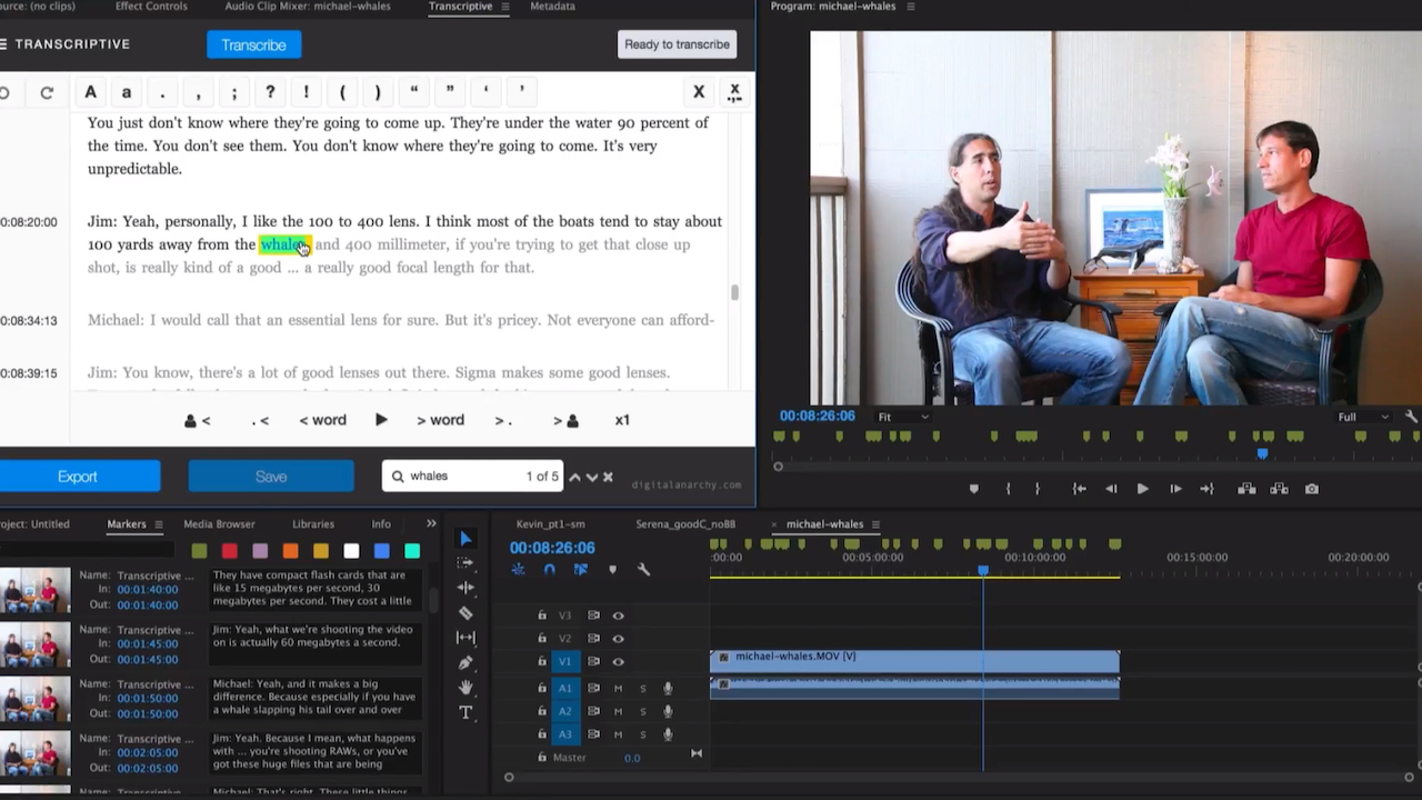 Transcriptive.com means you don't have to have Premiere to take advantage of DA's services Digital Anarchy