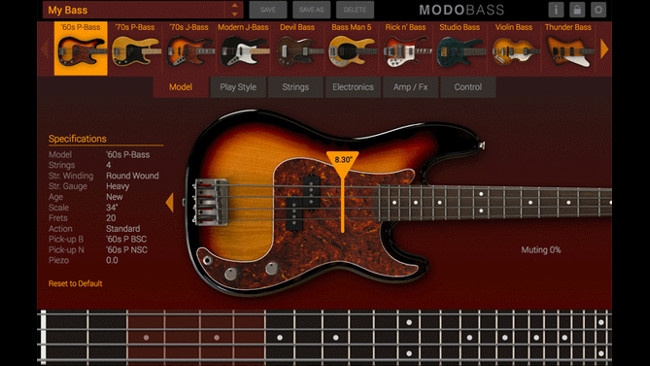 Screenshot of MODO BASS from IK Multimedia IK Multimedia / RedShark Sound