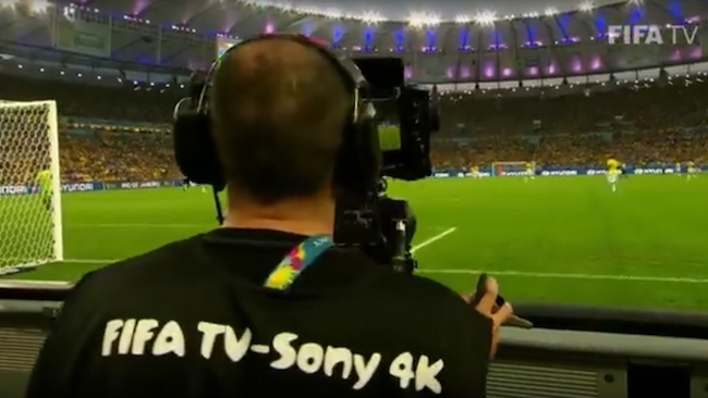 A cameraman at one of the three 2014 matches captured in 4K Sony/FIFA TV