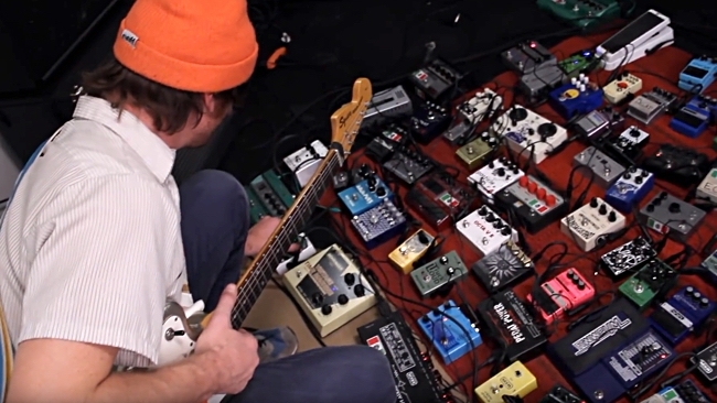 This is what it sounds like when you wire 100 guitar pedals together Nick Reinhart and Juan Alderete de la Peña