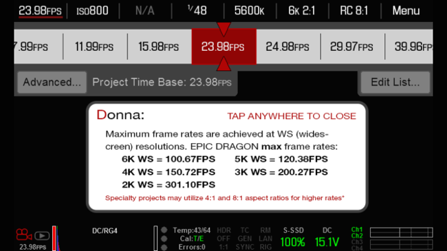 Meet Donna, the free RED camera menu simulator app