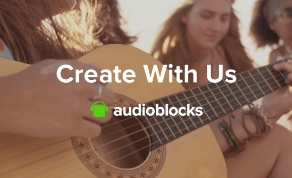 Image showing a girl with a guitar and the Audioblocks logo Audioblocks