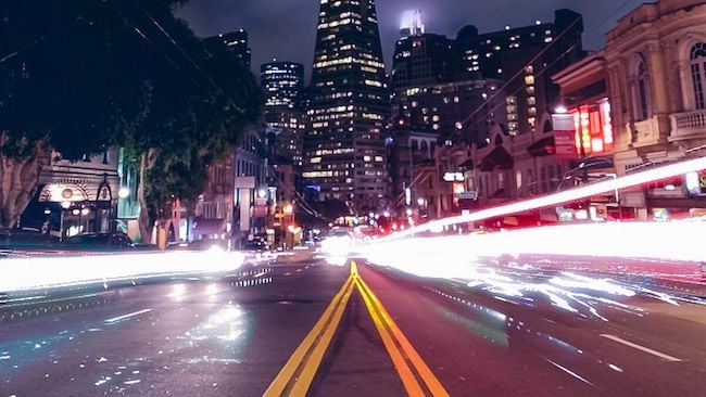 An example of light trails caught with the Spectre app Spectre