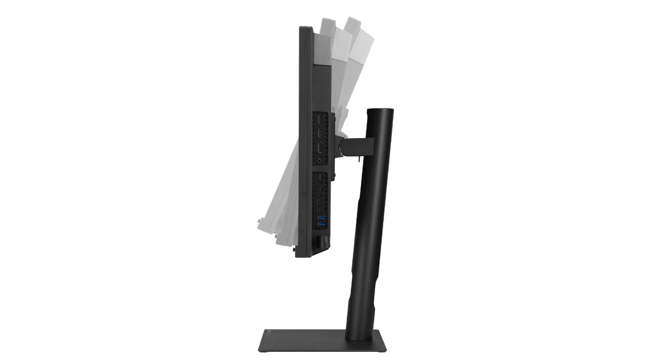 ASUS ProArt Display OLED PA27USD side view showing stand tilt range and ergonomic adjustment