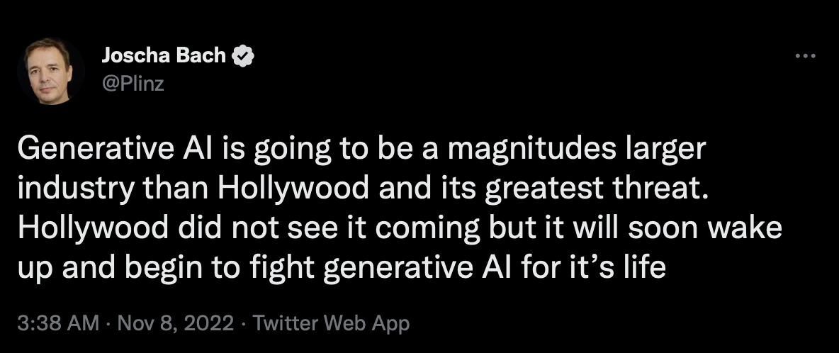 Tweet about generative AI vs Hollywood