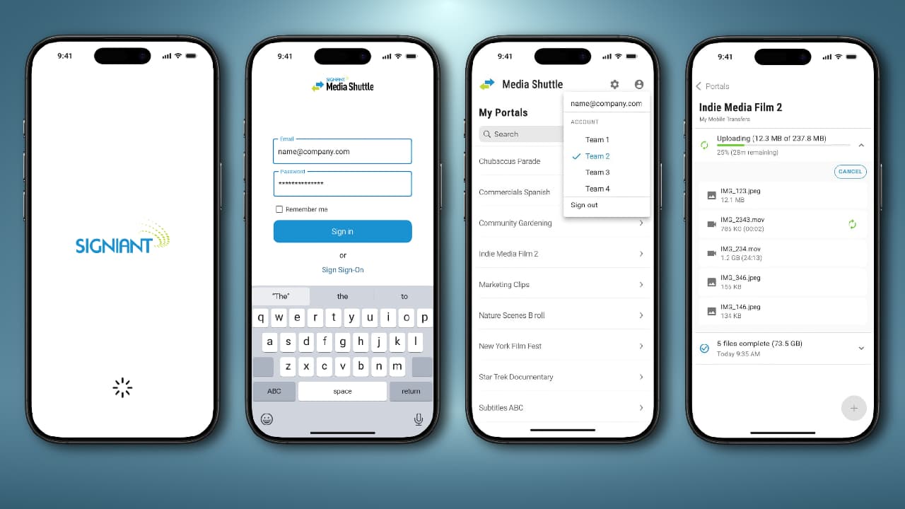 Signiant Mobile App_4 Screens