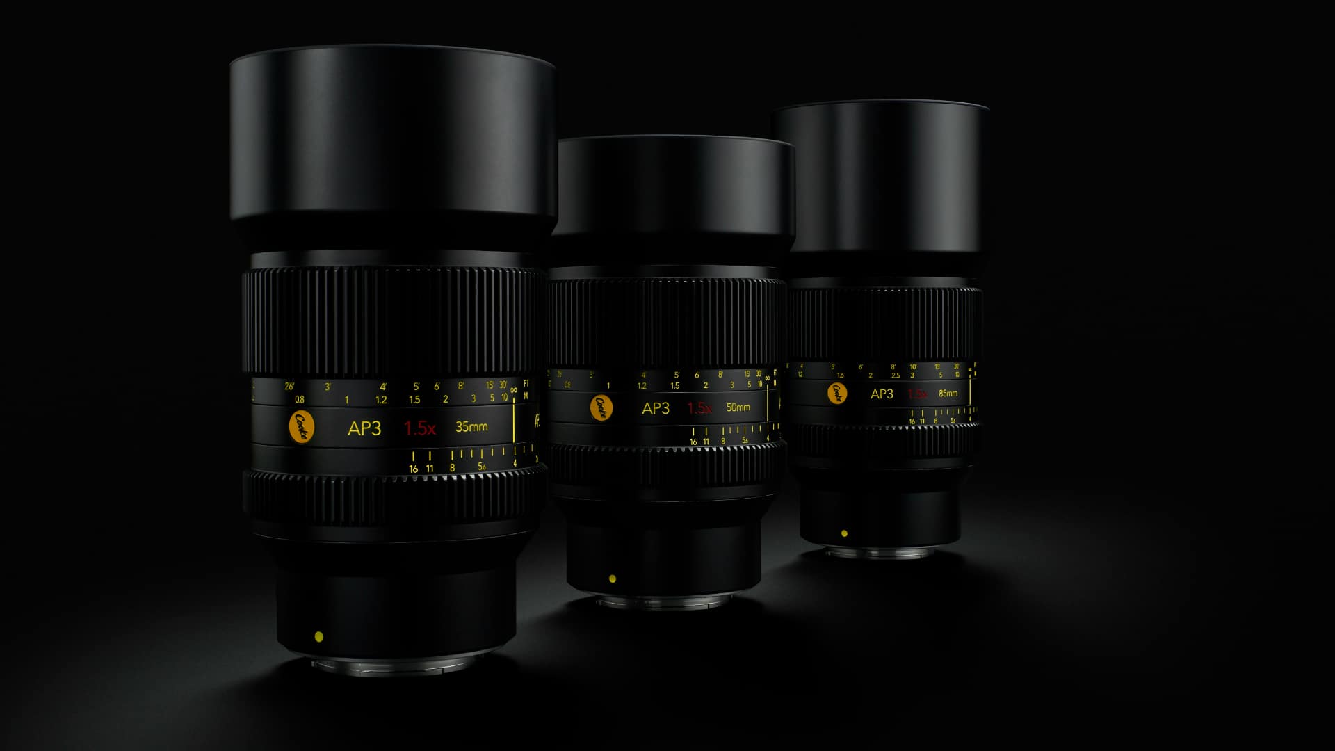 Cooke AP3 anamorphic prime lens in black finish showing front element, focus ring, and 87mm filter thread