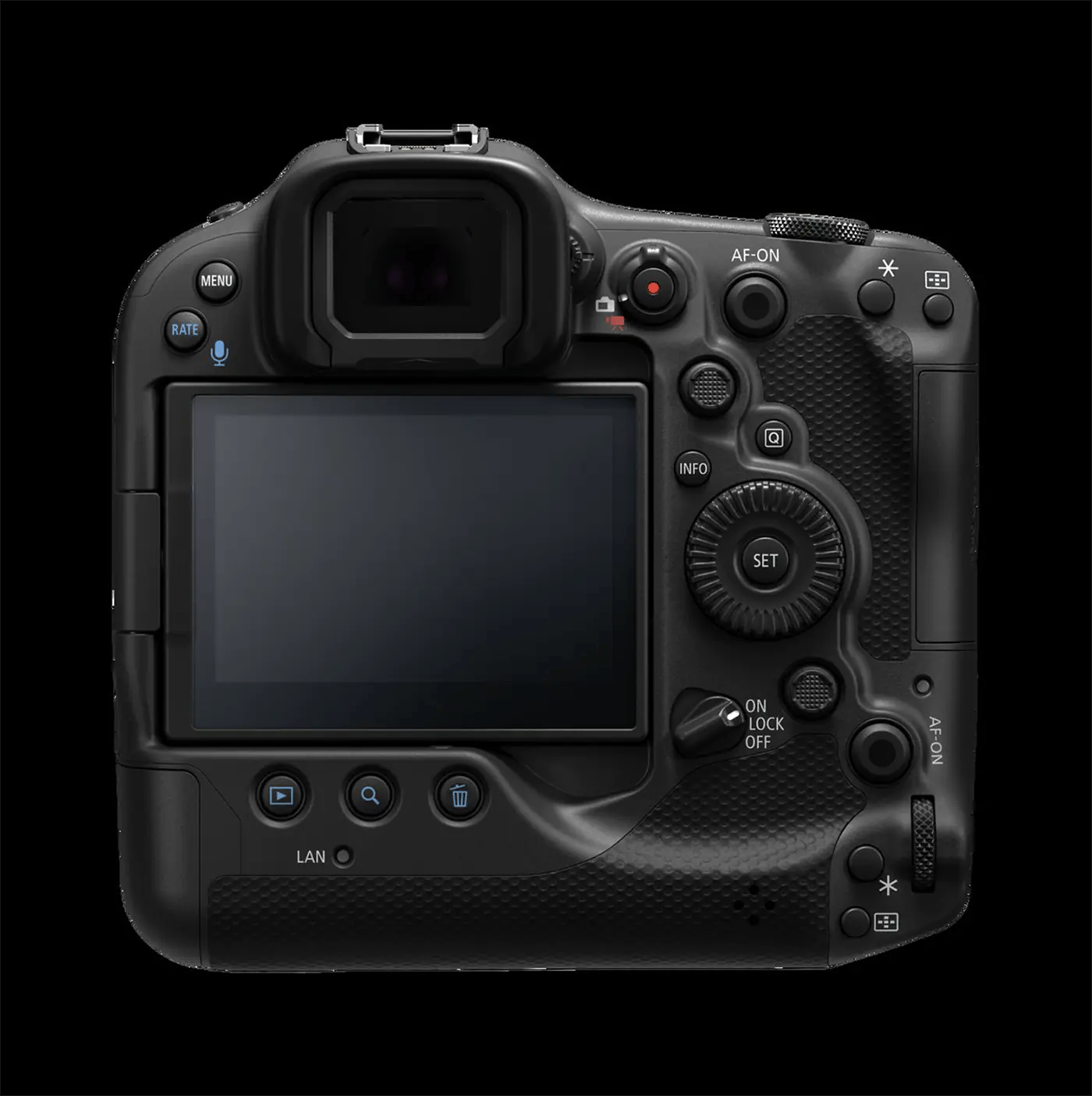 Rear view of the EOS R3.