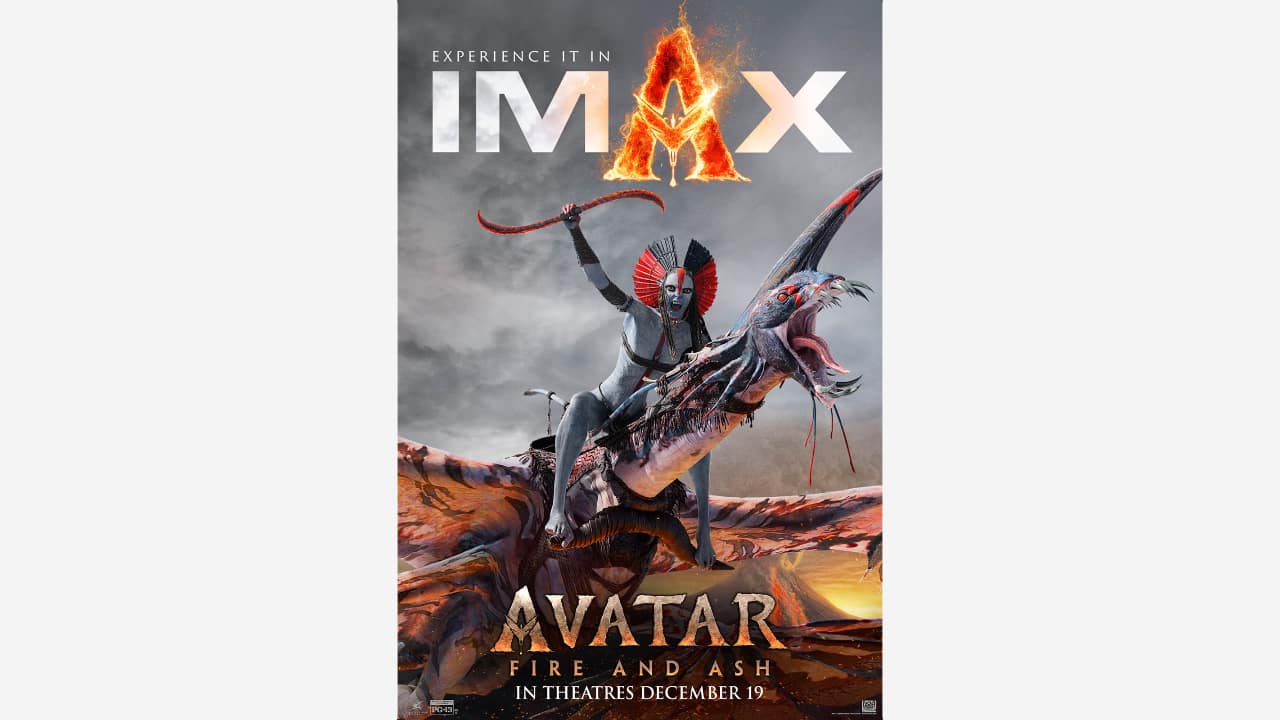 IMAX theatrical poster for Avatar Fire and Ash large-format cinema release