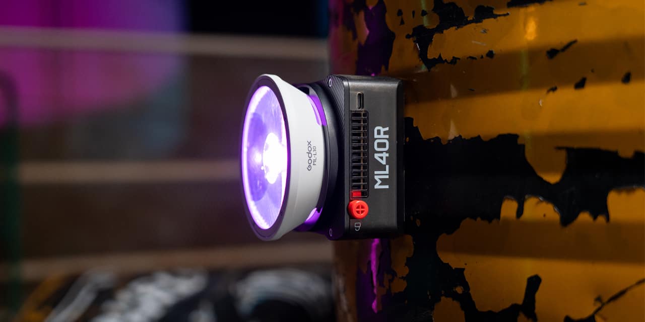 Godox ML40R magnetic mount on the rear panel, shown attached to a metal surface