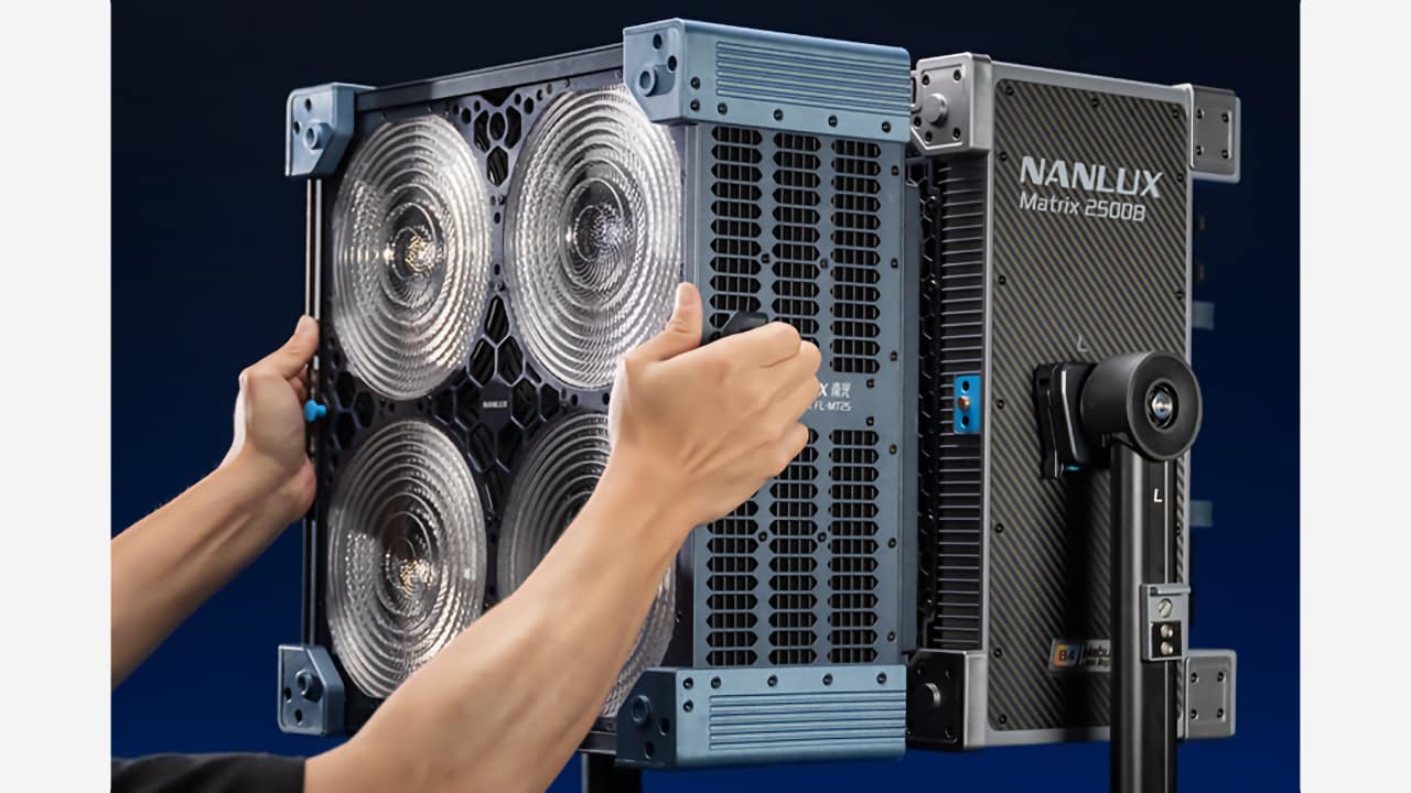 NANLUX Matrix 2500B fixtures configured in a multi-unit lighting array on truss rigging
