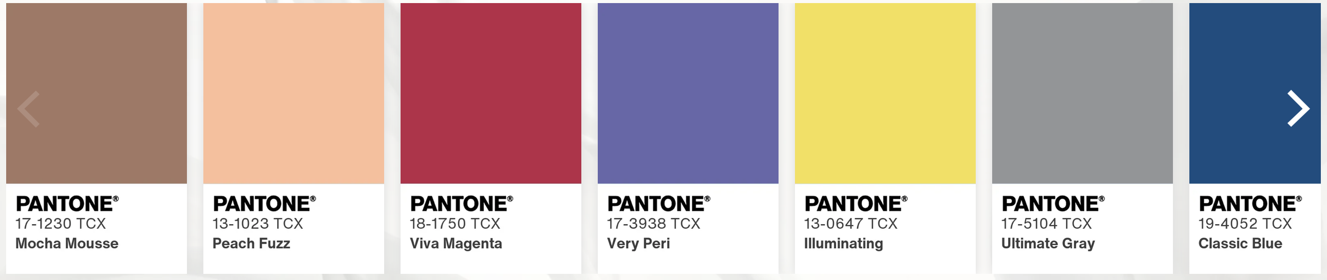 pantone colors of the year