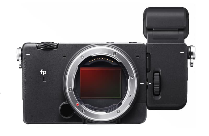 Sigma fp full-frame camera, shown with the optional EVF-11 viewfinder