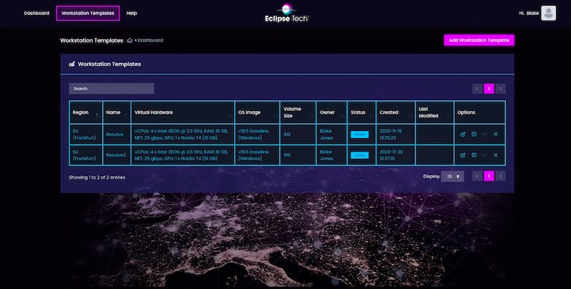 Eclipse Tech Login Screen.