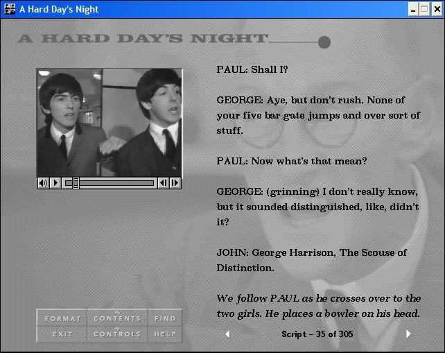 Interacting with A Hard Day's Night CD-ROM.