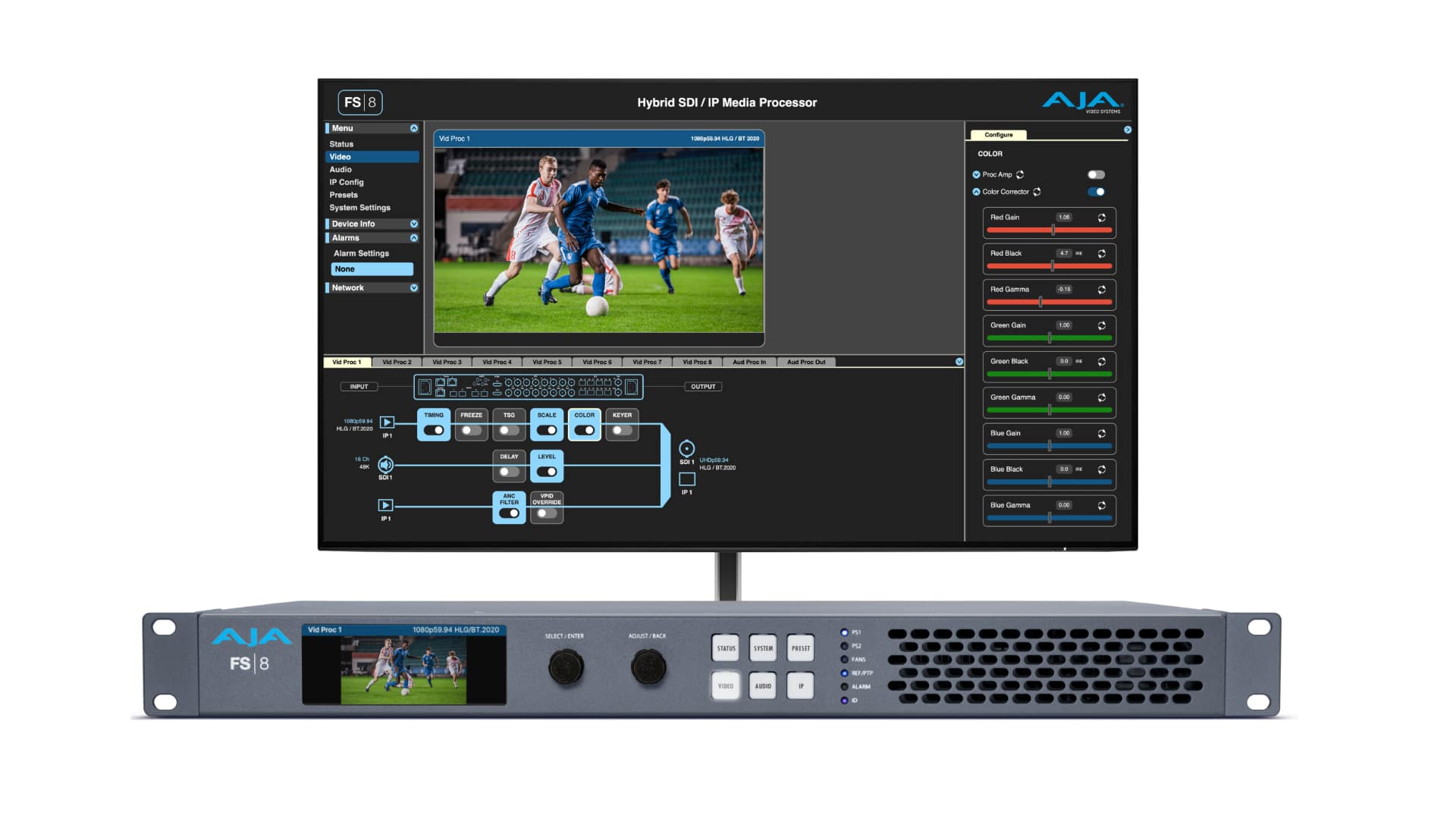 The new AJA FS8 media processor has a reliable foot in both SDI and IP workflows