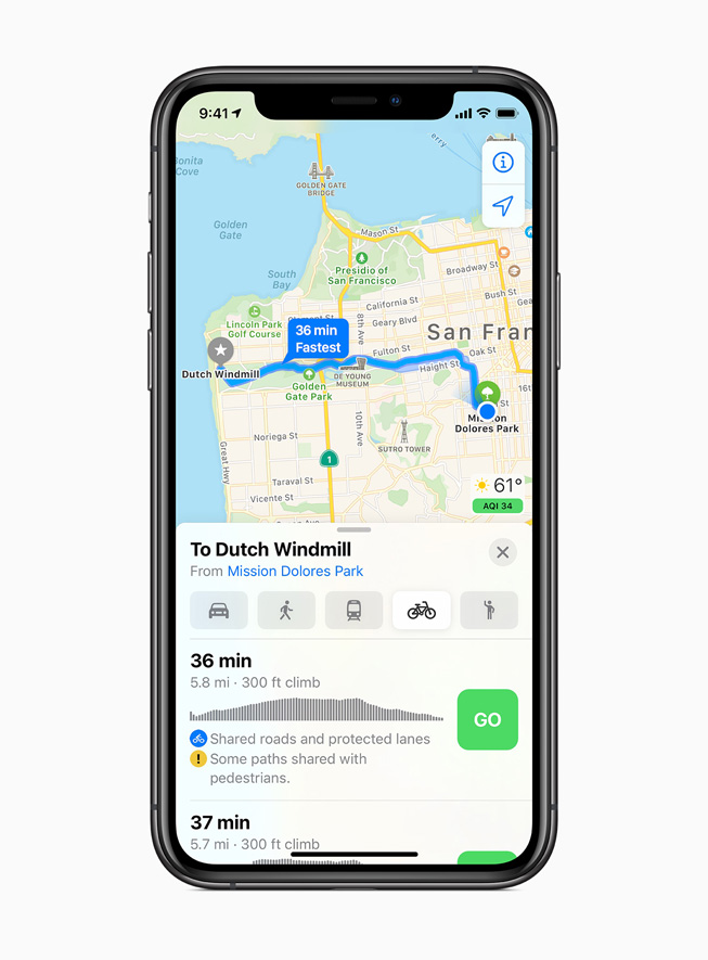 Maps in iOS14. Image: Apple.