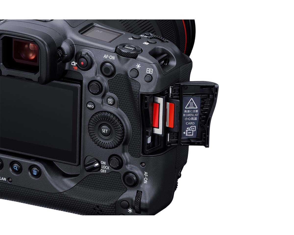 Canon EOS R3 SD card slots. Image: Canon.