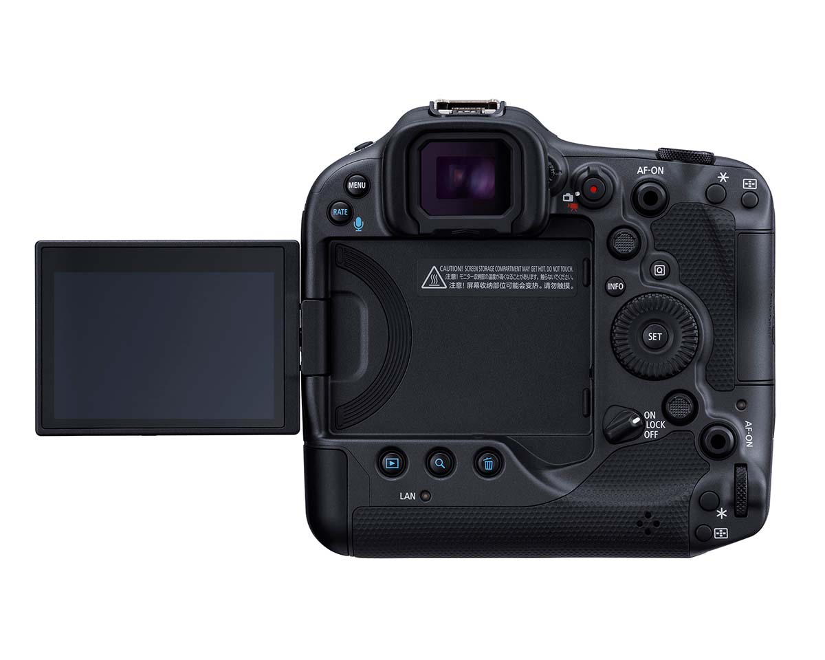 Canon EOS R3 rear view. Image: Canon.