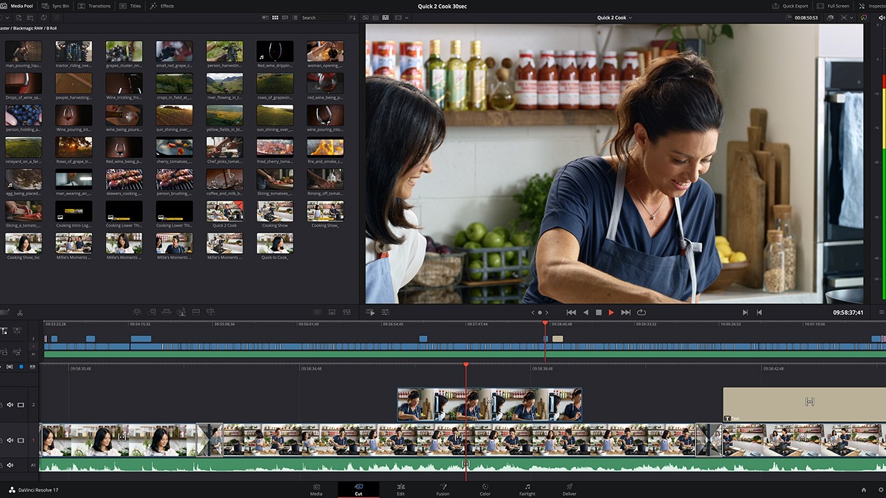 Blackmagic Design DaVinci Resolve Cut Page. Image: Blackmagic Design.