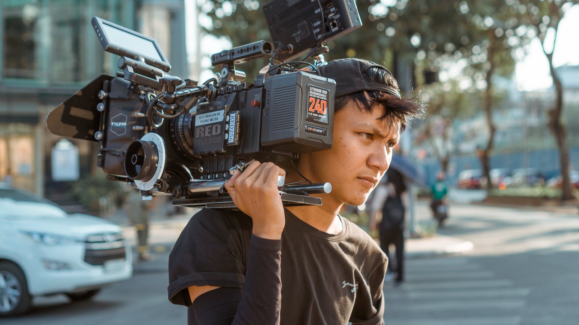 Filmmaker with camera.