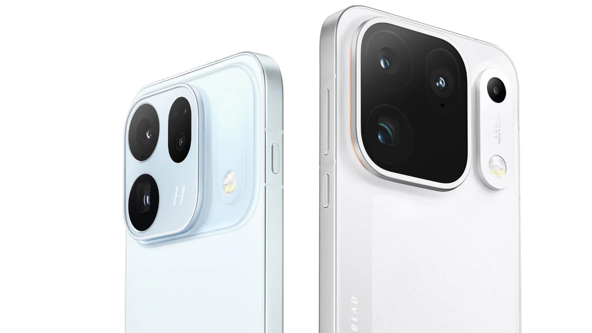The Find X10 in Glacier Blue (left) and the Find X10 Pro Max in Luna White (right) are raising the bar for smartphone camera specs