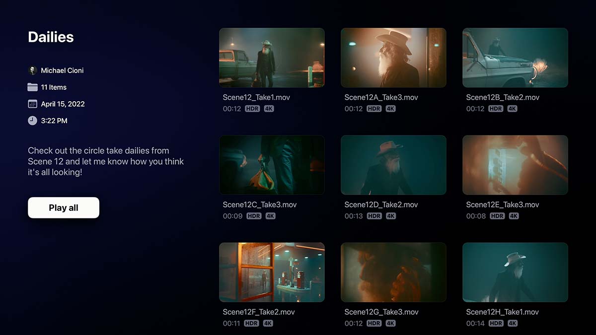 You can now review Frame.io dailies via Apple TV.
